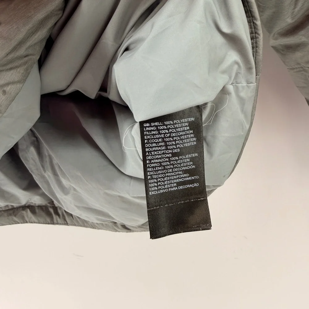 The North Face Puffer Jacket Men XXL Grey Quilted Insulated Full Zip Mock Neck